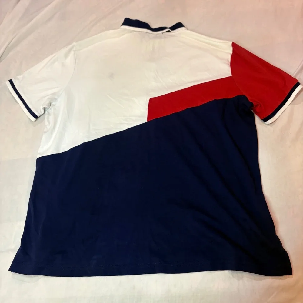 Polo Ralph Lauren Mens Classic Fit Colorblock Polo‎ Shirt Navy White Red Large